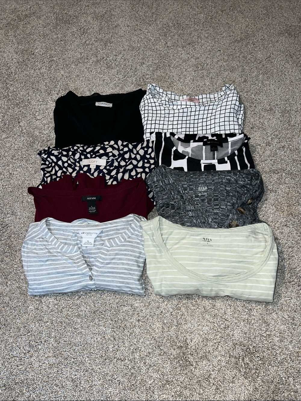 Mixed Women's Tops Bundle of 8- Striped, Solid & Patterned